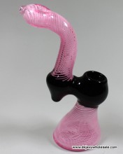 7'' Heavy Pink With Black Tube Join Bubbler