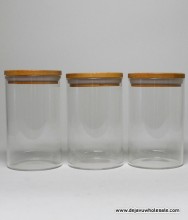 63mm / 4" Height Glass Jar Wood Cup