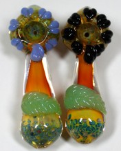 5'' Leaf With Flower Head Design Tobacco Hand Pipe