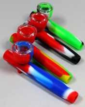 4'' Silicone Hand Pipe With Glass Bowl