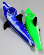 5'' Silicone Shark Hand Pipe with Replacement Glass Bowl