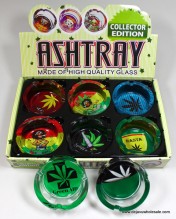 Glass Ashtray Assorted Print Design 6 Pieces Per Tray