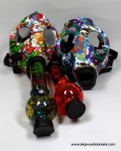 Silicone Colorful Decal Gas Mask With Acrylic Water Pipe