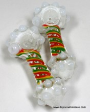 5'' White Head Frit With Rasta Color Rotted Hand Pipe