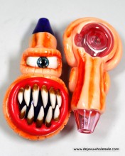 5.5'' Color Tube Glass Pipe With Resin Monster Design