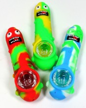 5'' Unbreakable Silicone Pickle Hand Pipe With Glass Bowl