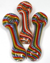 5'' Rasta Color Striped With Flat Mouth Spoon Pipe