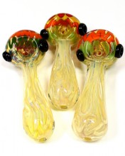 5'' Silver Fumed With Color Art Head Hand Pipe