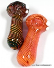 4.5'' Gold Fumed Glass With Color Rotted Hand Pipe (150g)