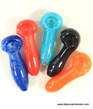 3.5 Silicone Hand Spoon Pipe w/Glass Bowl & Cap -Mardi Gras Skull Des