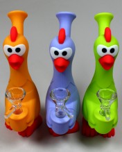 6'' Screaming Chicken Silicone Bong With Glass Bowl