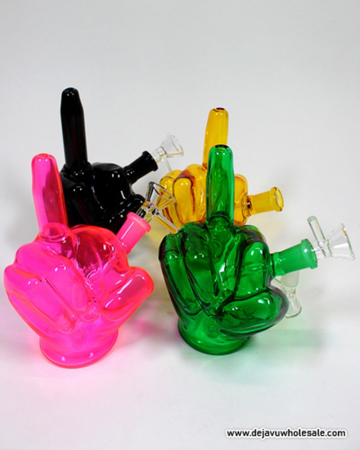 6.5'' Beautiful Middle Finger Glass Water Pipe With 14mm Bowl