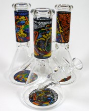 8'' Beaker Base Multi Design Decals Art Water Pipe (Down stem With Bowl)