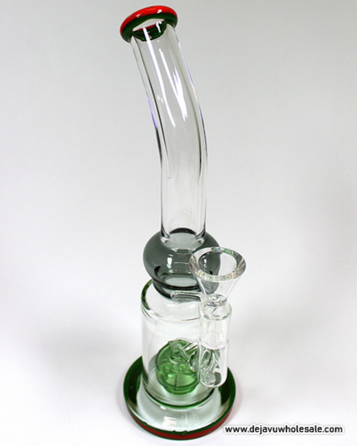 10'' Mouth Pcs Bending Round Perc Water Pipe With 14mm Bowl