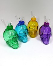4'' Colored Glass Skull Water Pipe