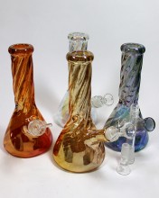 8'' Tall Twisted Beaker Base Metallic Water Pipe (Down stem and Bowl)