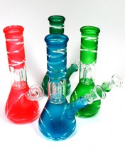 8'' Single Dome Perc Mix Color Water Pipe With 2 in 1 Slide