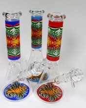 10'' Wig Wag Decal Beaker Base Water Pipe (Down Stem Bowl) 