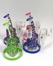 6'' Honey Bee Printed Water Pipe With 14mm Quartz Banger