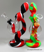 8'' Silicone Water Pipe Bubbler With Glass  (14 mm Bowl)