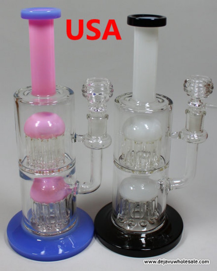 10.25'' 10Arms Double Perc High End Water Pipe With 14mm Bowl