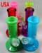 8'' 9mm Thick Heavy Metallic Color Glass to Glass Cylinder W/p With Down Stem Bowl