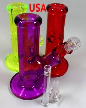 8'' 9mm Thick Heavy Metallic Color Glass to Glass Cylinder W/p With Down Stem Bowl