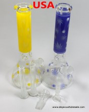 10'' 5mm Beaker Base  With Leaf Design Water Pipe(Downstem and Bowl)