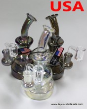 6.5'' High End Metallic Water Pipe With Quartz Banger